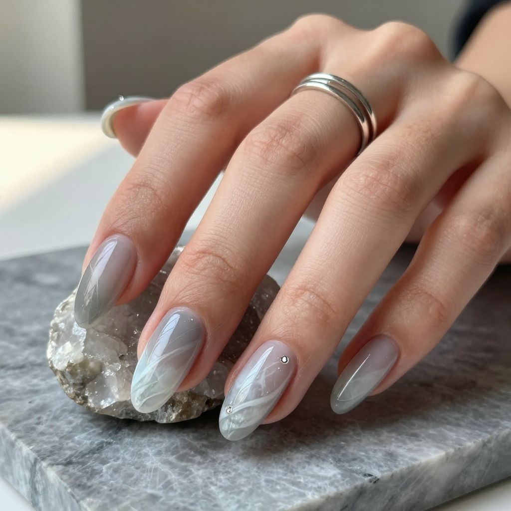 Smoky Quartz Marble nails