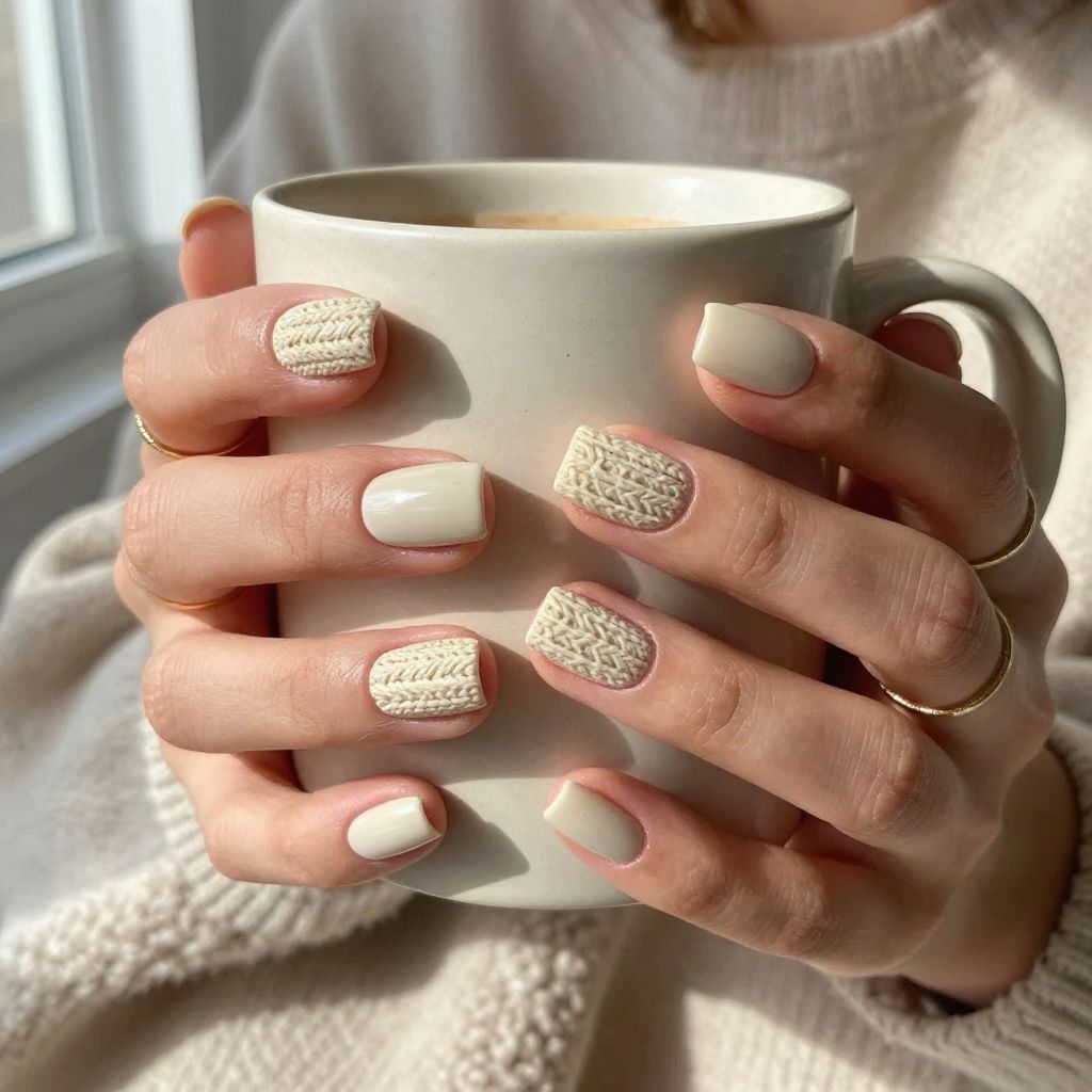 Cinnamon Sugar Sweater Texture nails