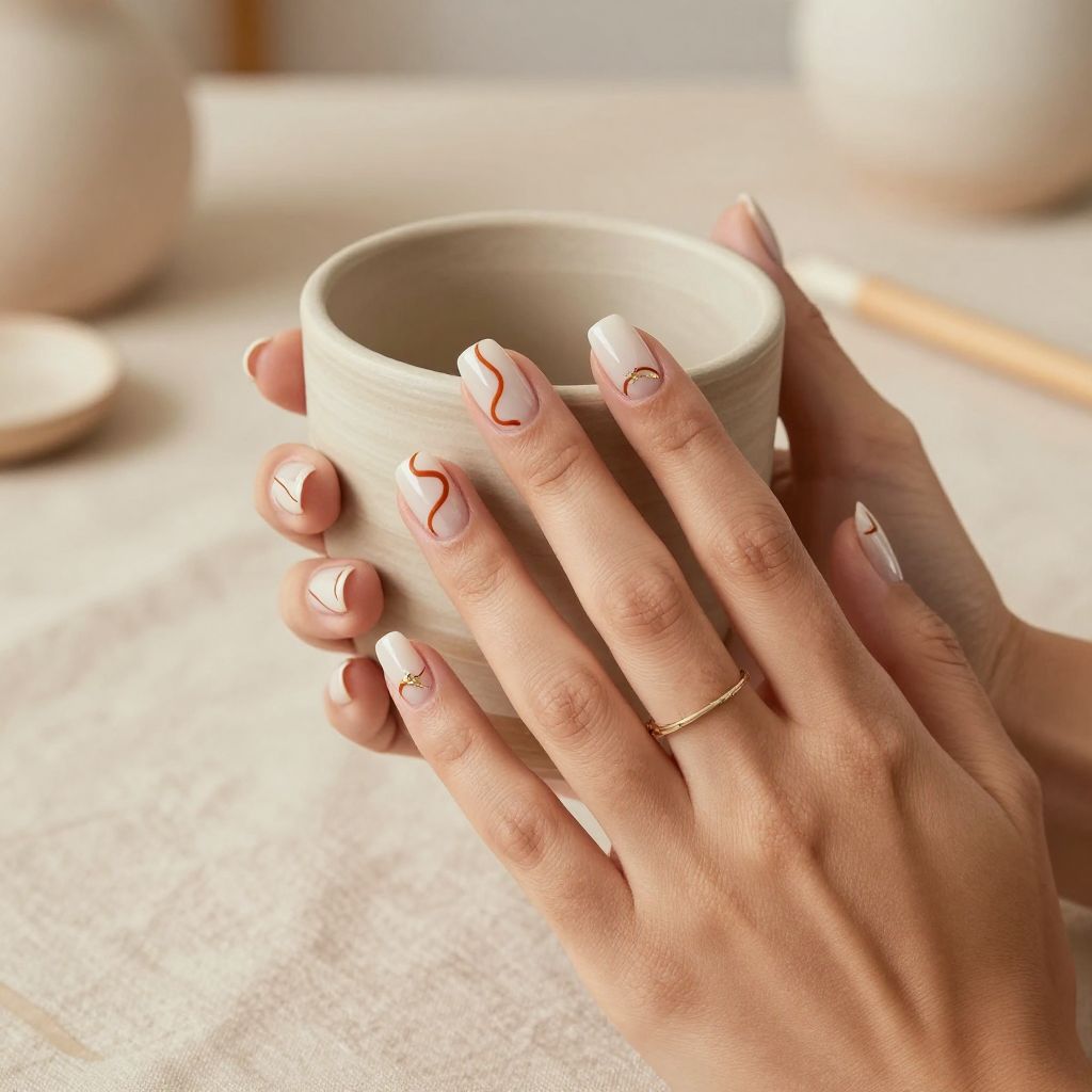 Terracotta Swirl Art nails