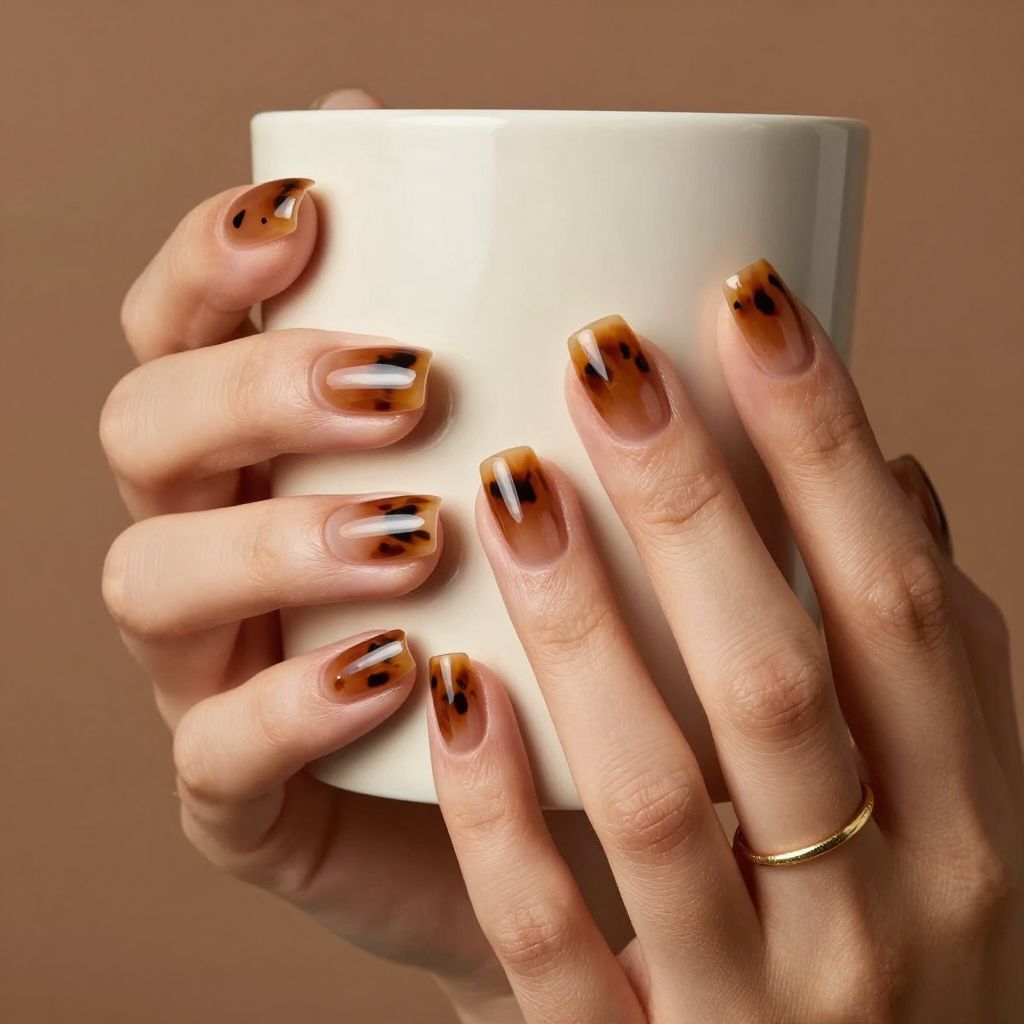 Burnt Sugar Tortoiseshell nails