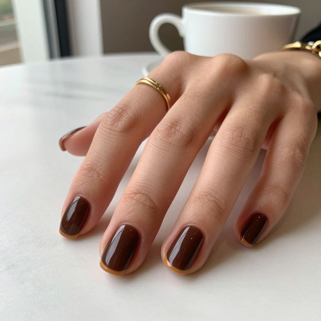 Espresso Brown Square Nails