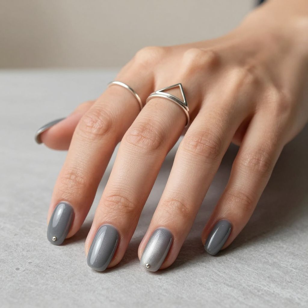 Smoky Gray Cat Eye Nails