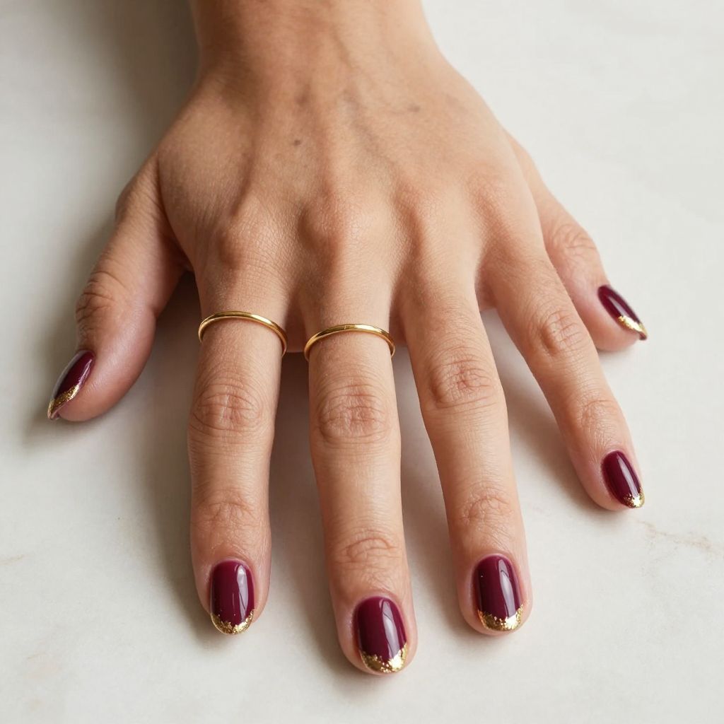 Deep Berry Short Oval Nails