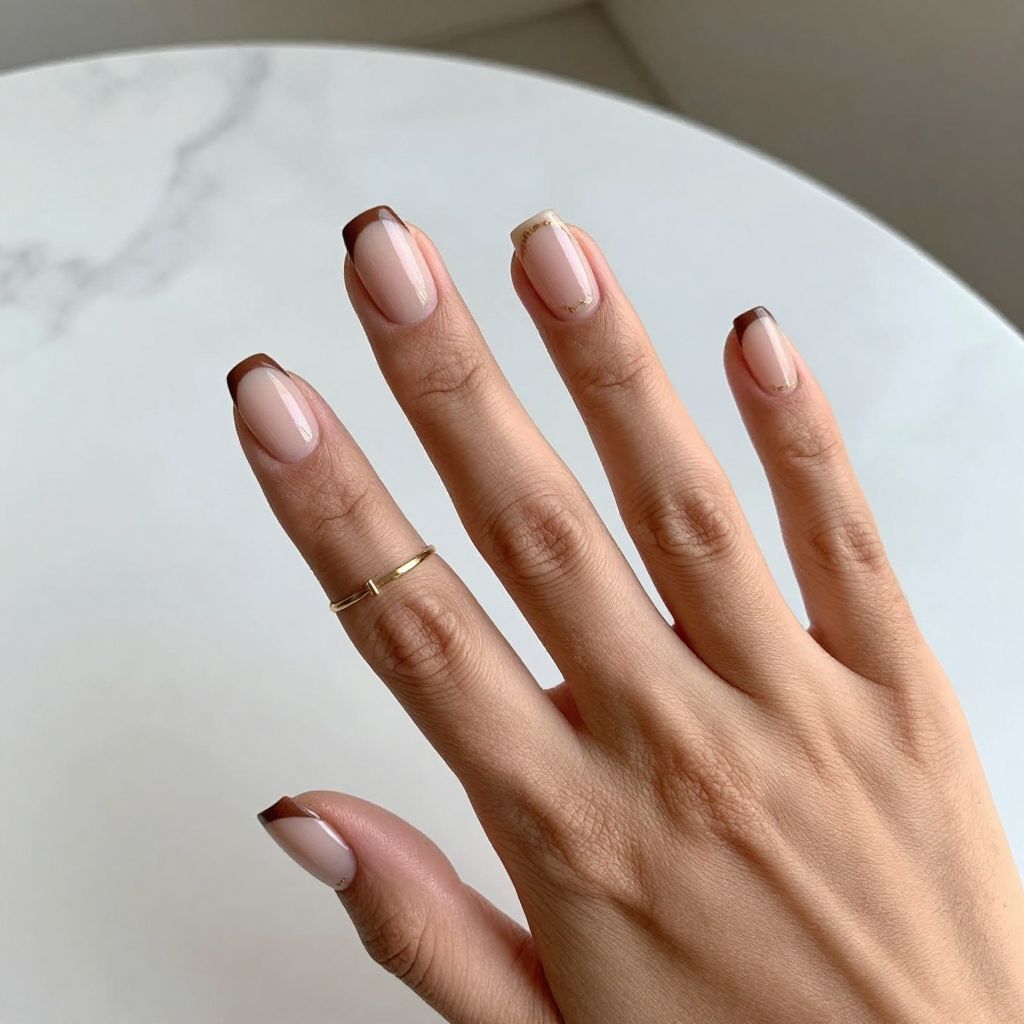 Sheer Nude With Chocolate Tips