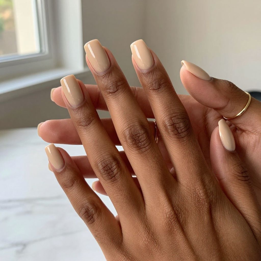 Glossy Nude Short Square Acrylics
