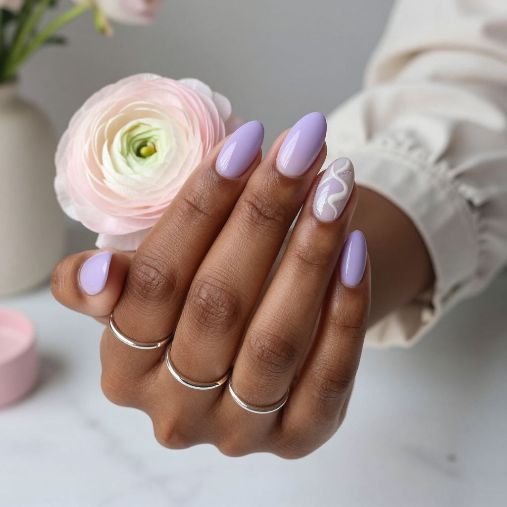 Pastel Lilac Short Oval Nails