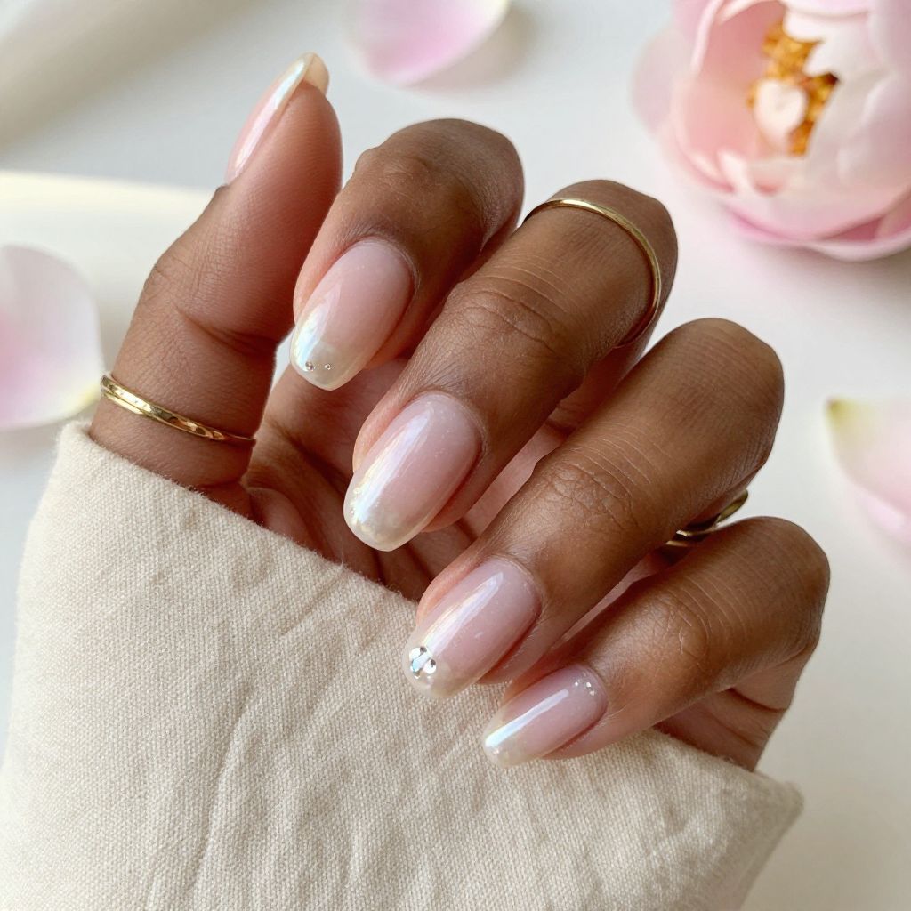 Milky Pink Acrylics with Pearl Sheen