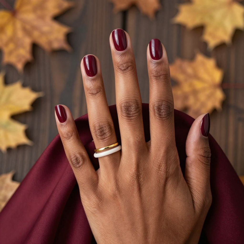 Burgundy Short Coffin Nails
