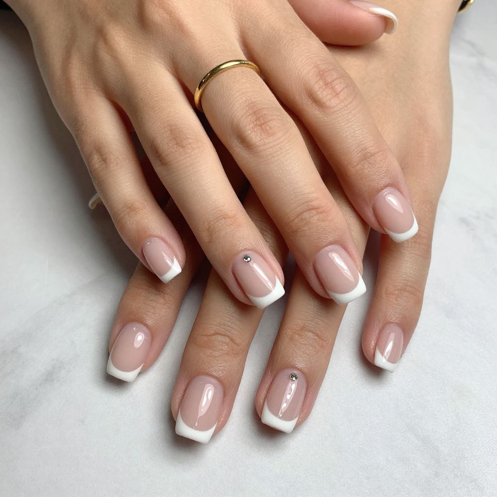 Micro French Tips on Short Square Nails