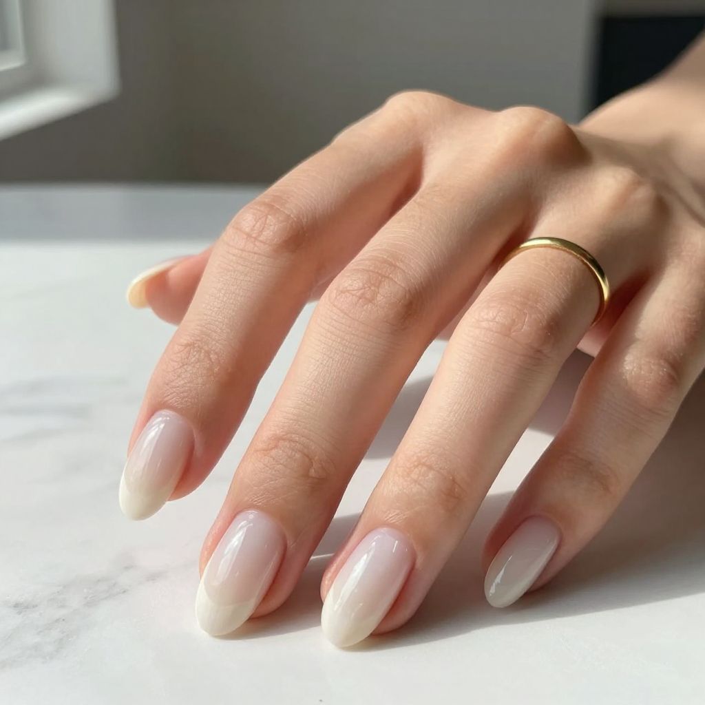 Milky Quartz Almond Nails
