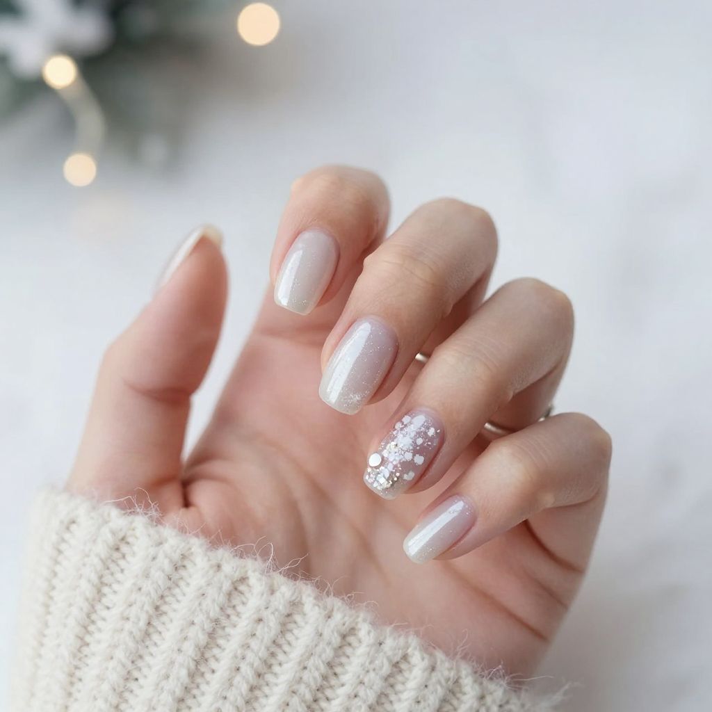 Winter wonderland sheer short Christmas nails