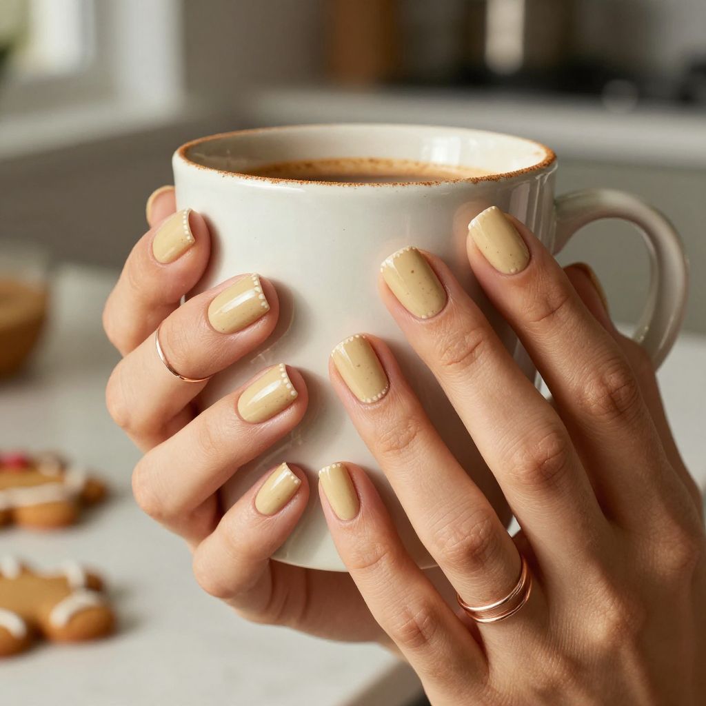 Gingerbread latte short Christmas nails