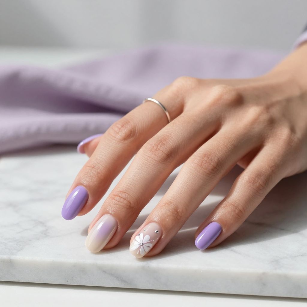 Lavender Short Dip Nails