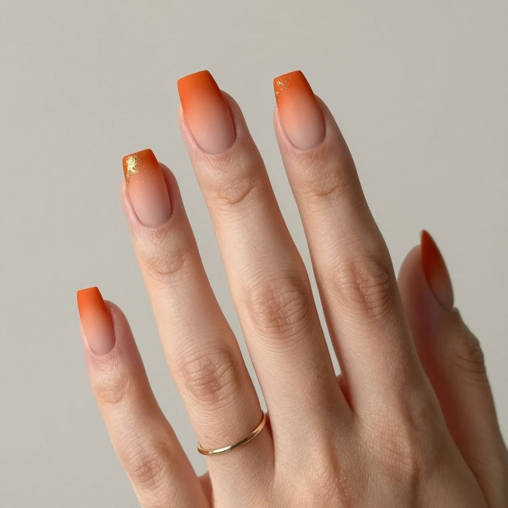 Short Fall Nail Designs burnt orange gradient idea 1