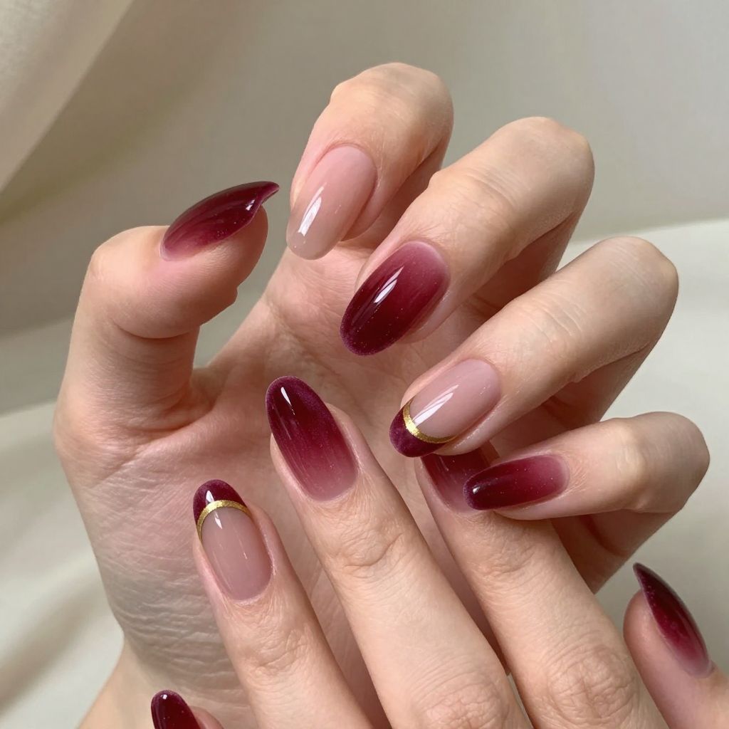 Short Fall Nail Designs wine stain idea 14
