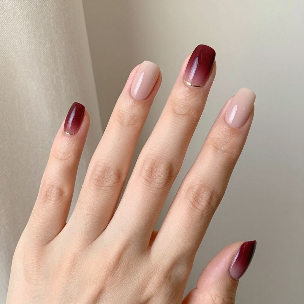 Short Fall Nail Designs burgundy ombre idea 6