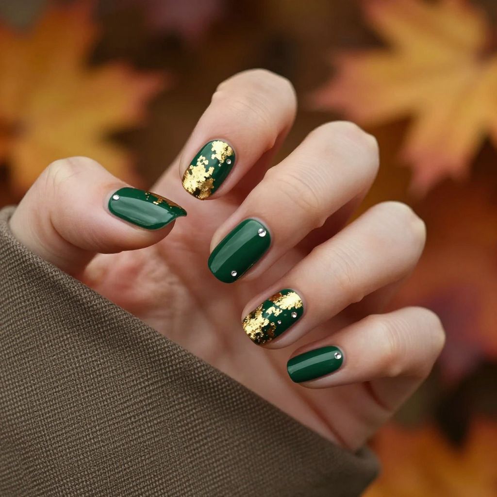 Short Fall Nail Designs forest green idea 9