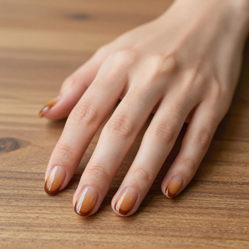 Short Fall Nail Designs caramel base idea 8