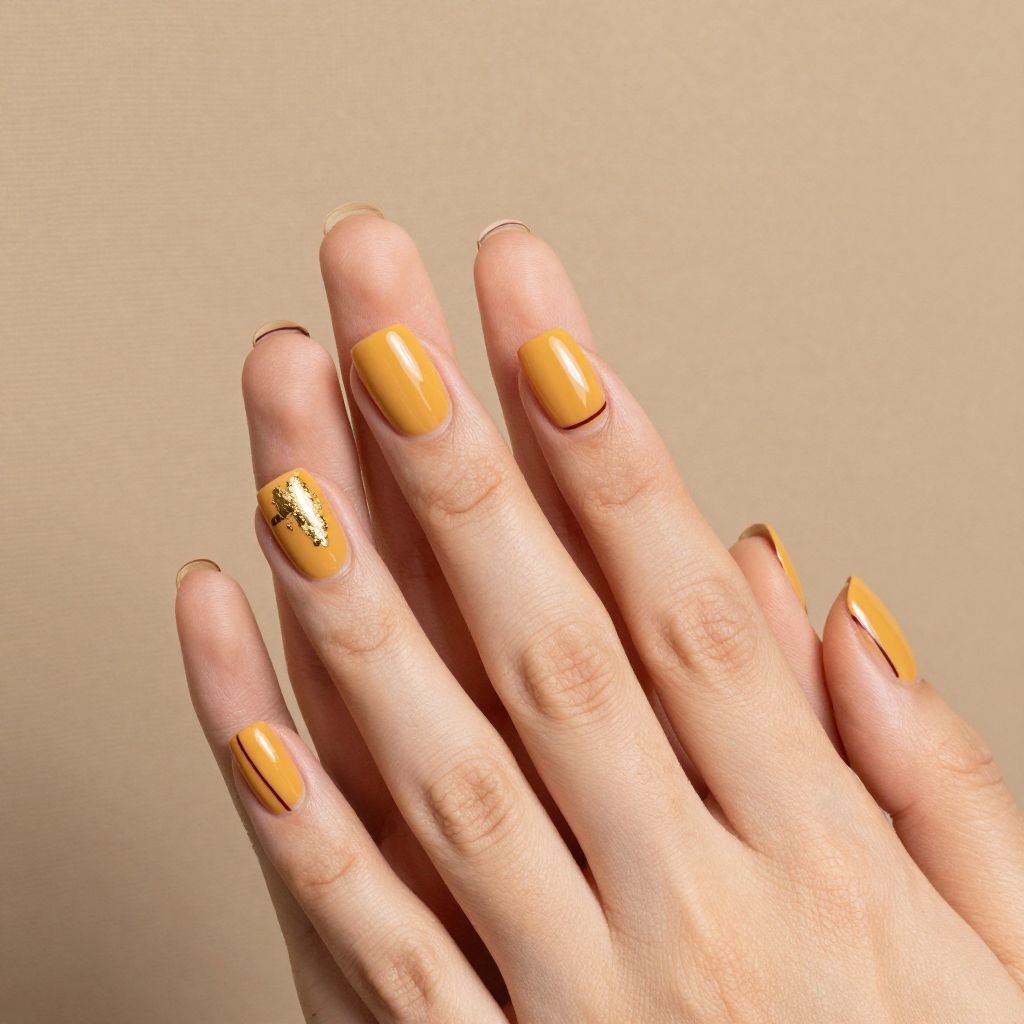 Short Fall Nail Designs mustard yellow idea 7