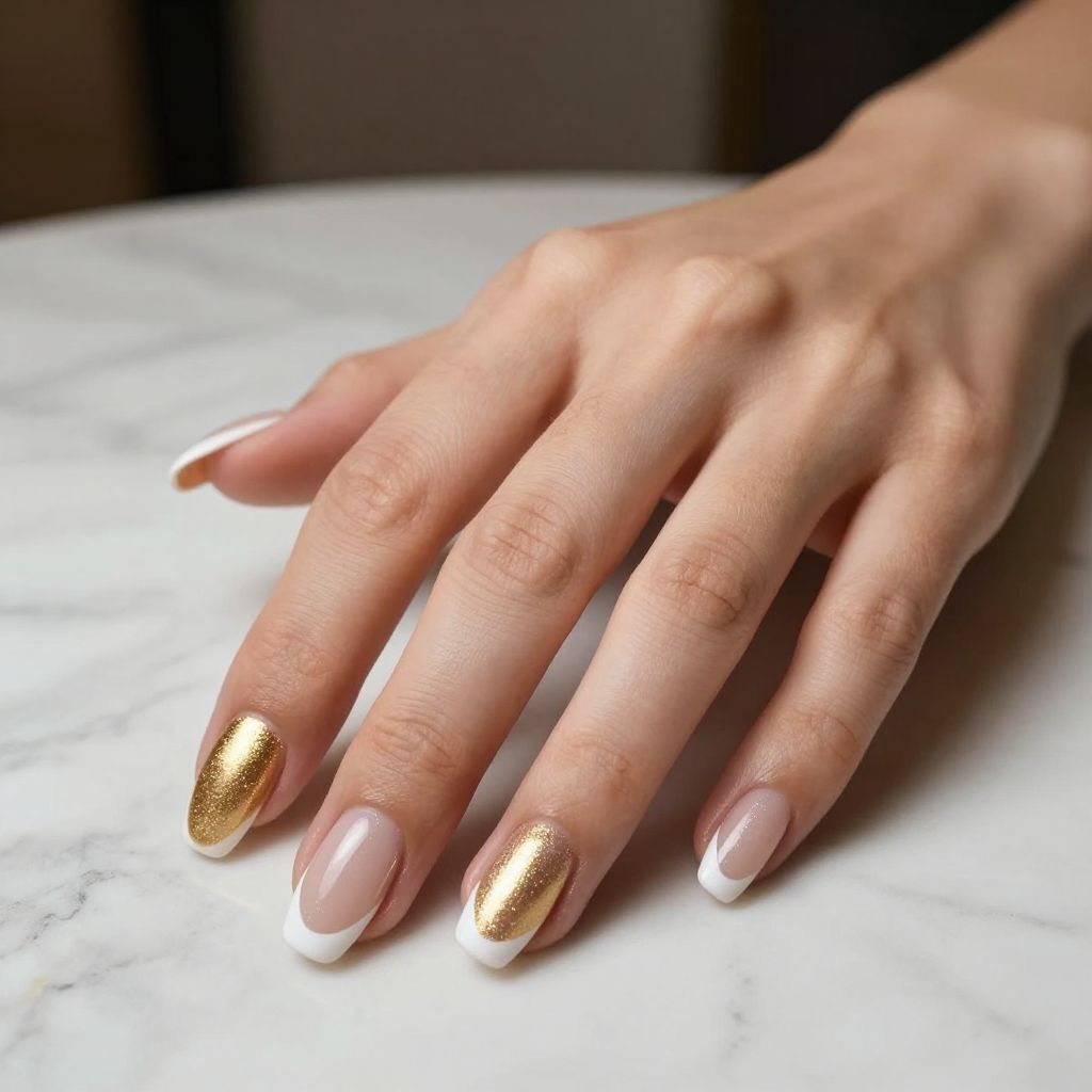 Short French tip nail idea 13