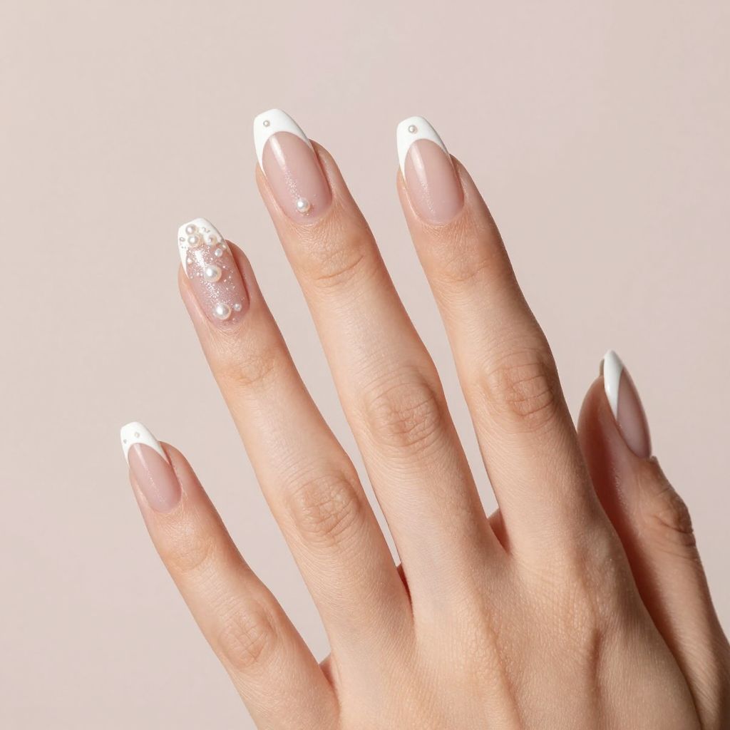 Short French tip nail idea 15