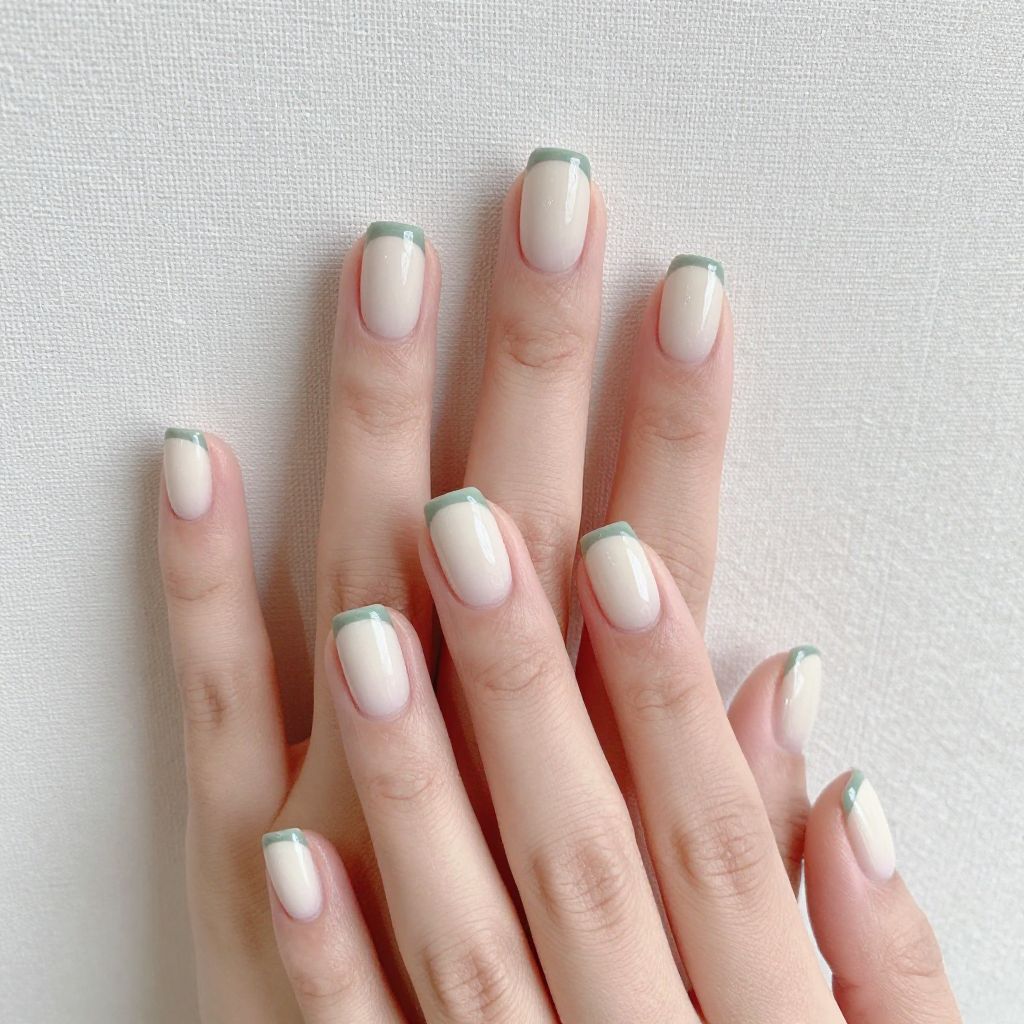Short French tip nail idea 4