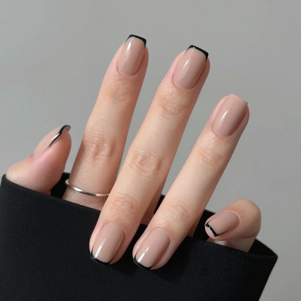 Short French tip nail idea 5