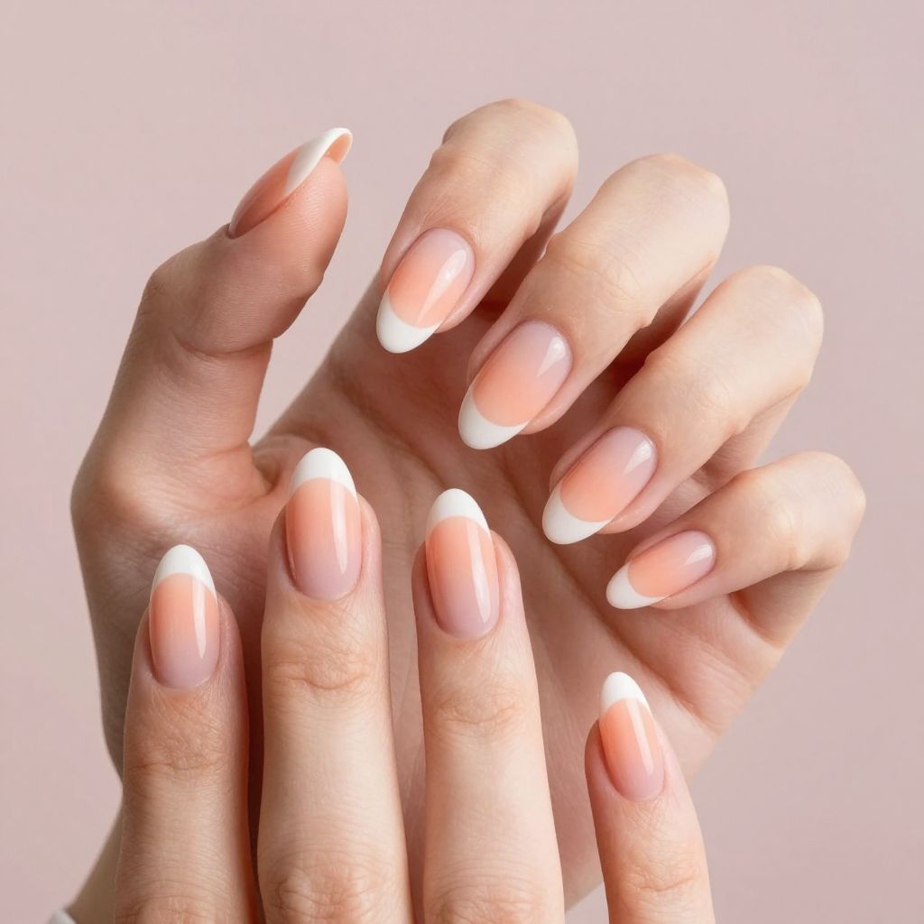Short French tip nail idea 6