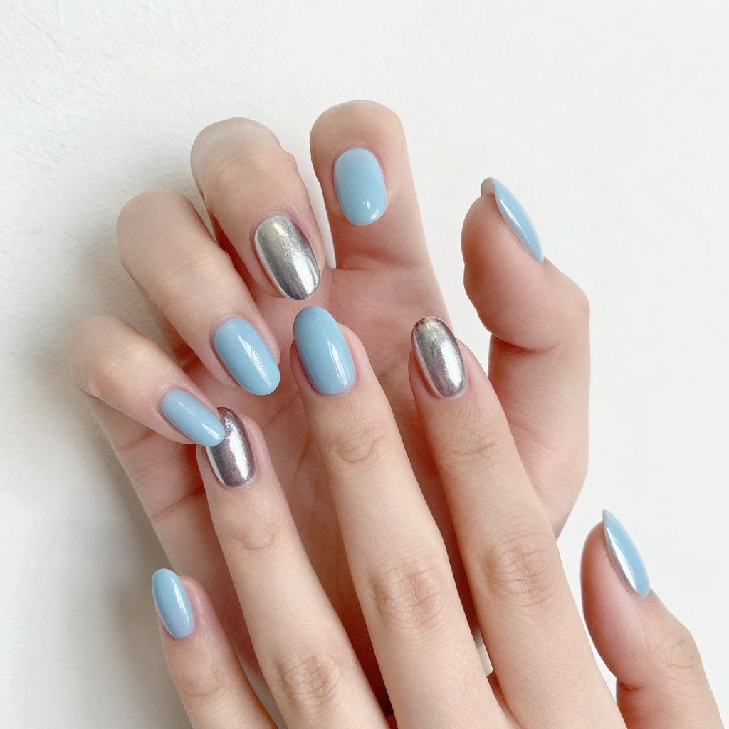 Short French tip nail idea 7