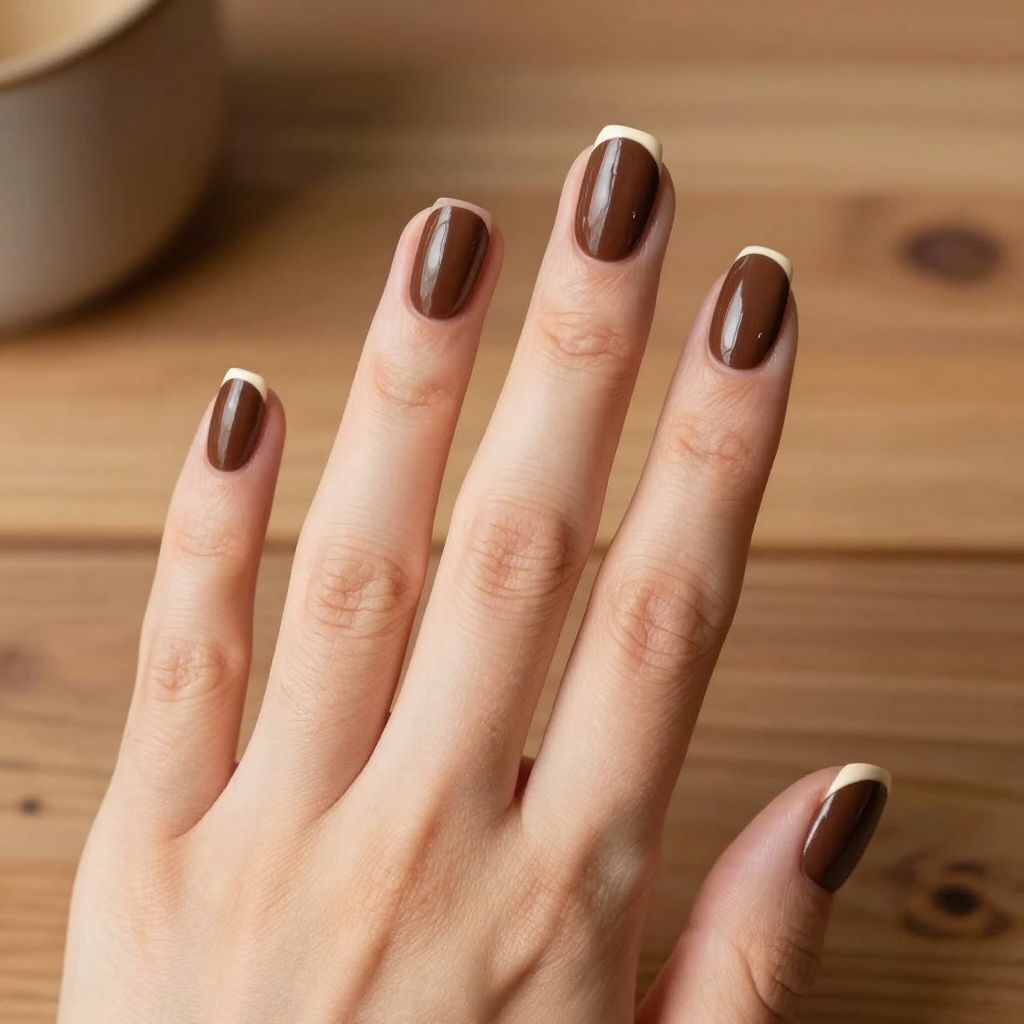 Short French tip nail idea 9
