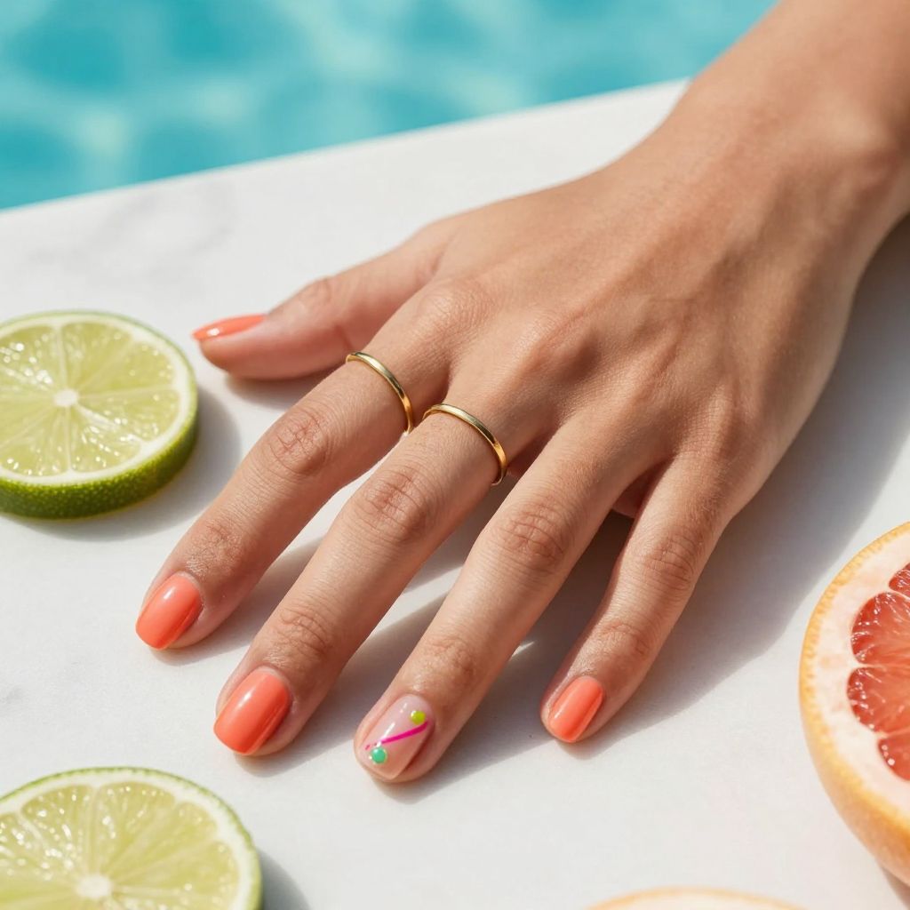 Tropical citrus splash short gel nails