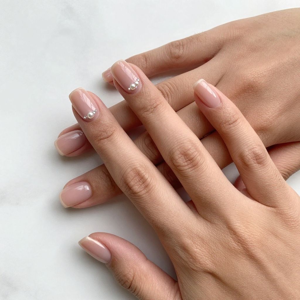 Tiny Pearl Accent Nails