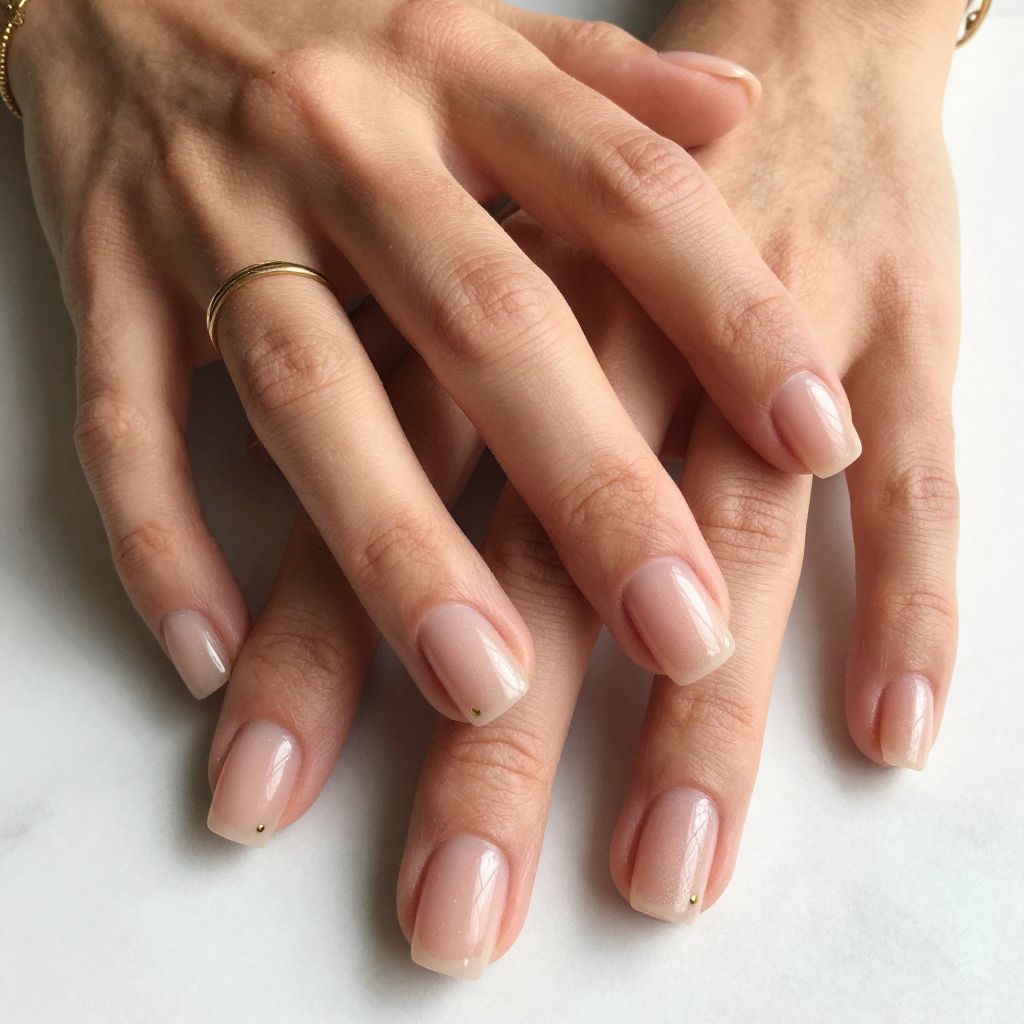 Milky Peach Short Nails