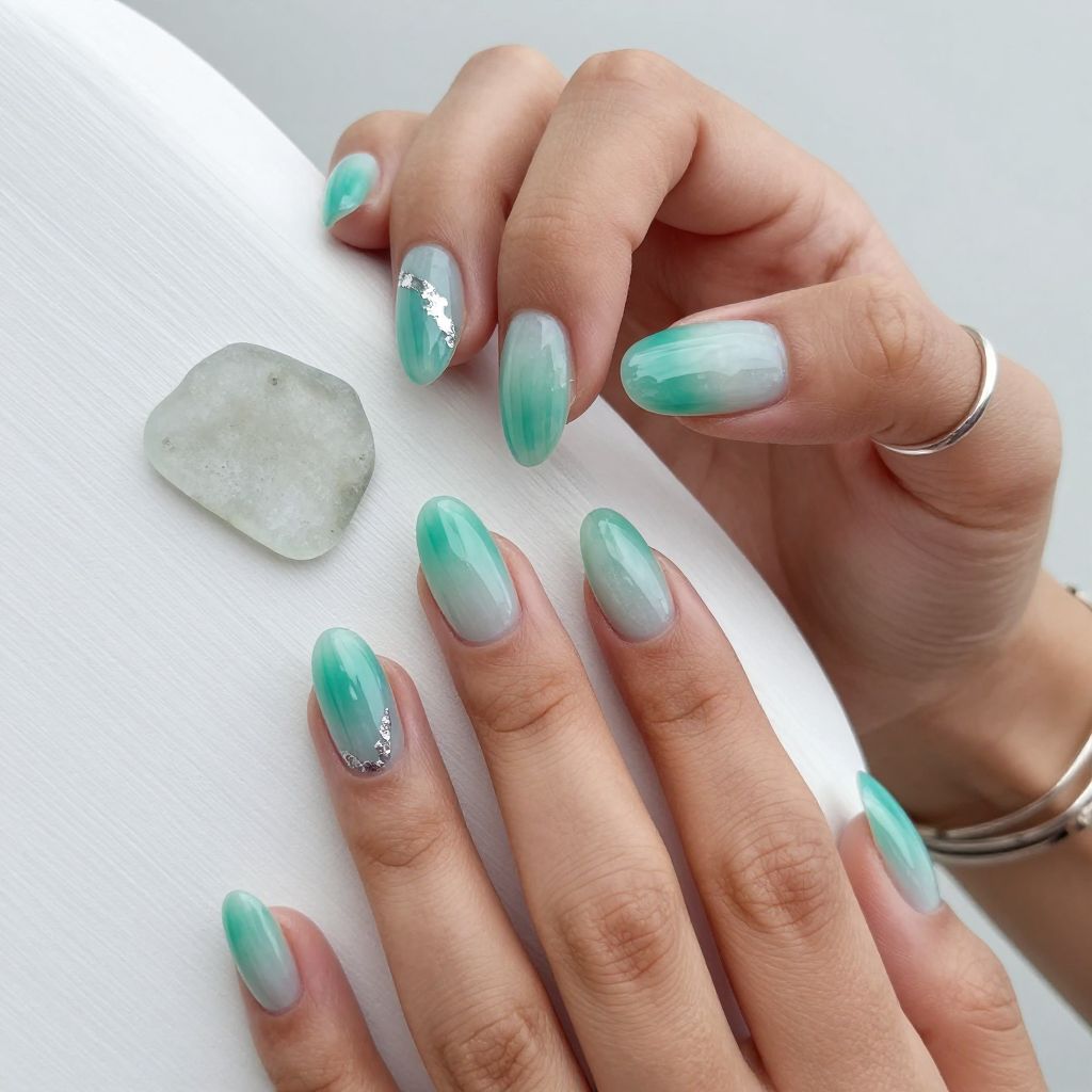 Sea Glass Short Nails