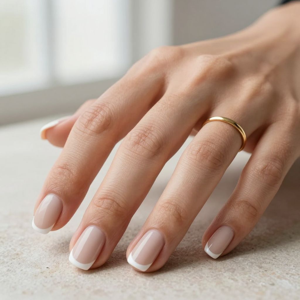 Matte French Tips on Short Square Nails