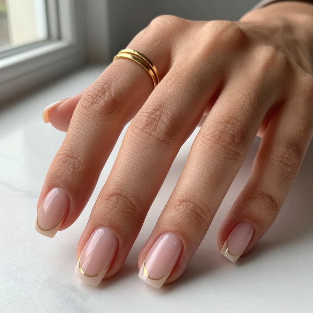 Minimal Nude French Tips with Negative Space