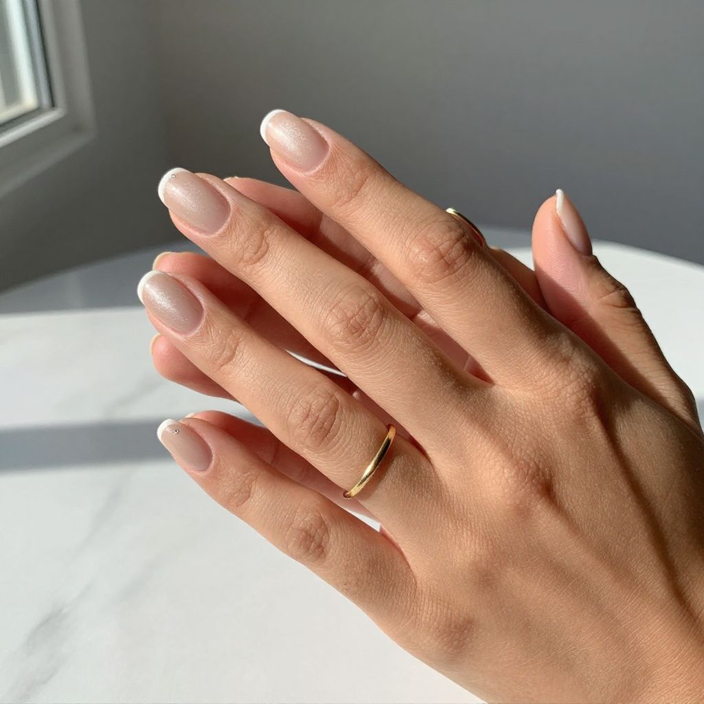 Soft Milky Nude Short Nails