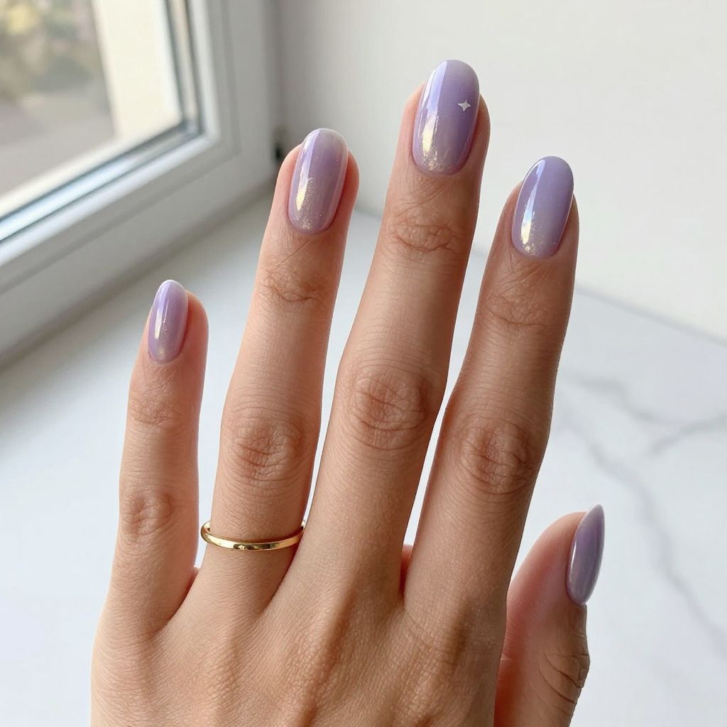 Soft Chrome Lavender Short Nails