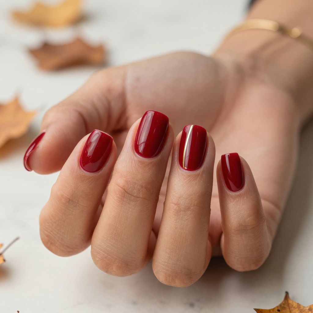 Deep Red Short Nails