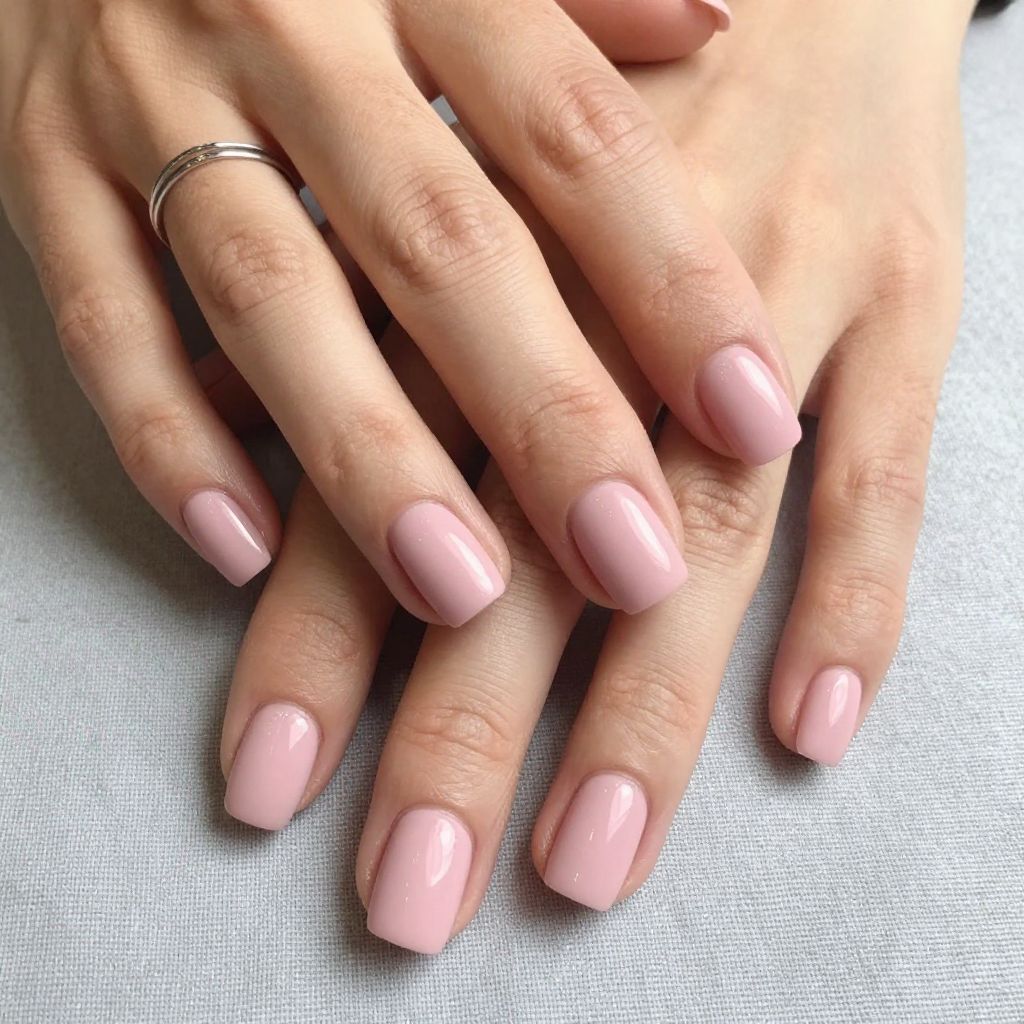 Matte Blush Short Nails