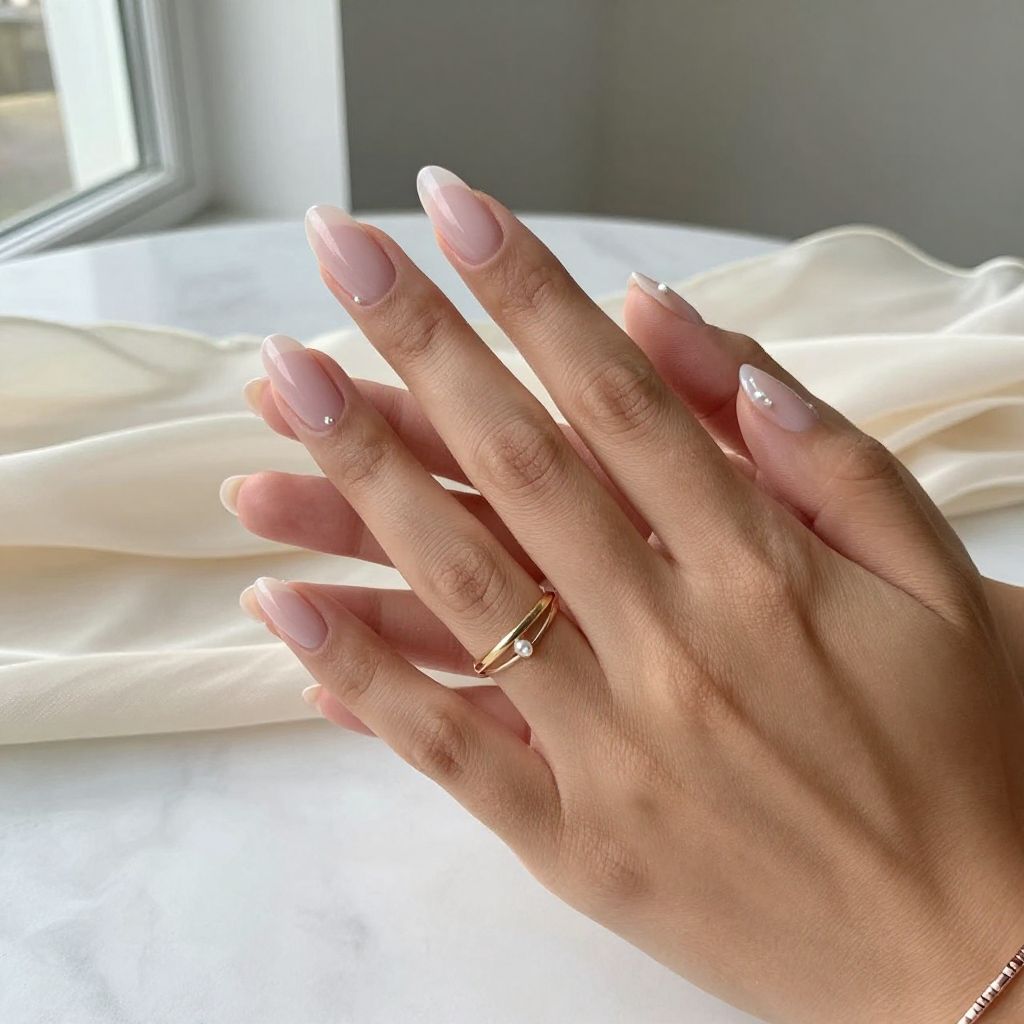 Milky Pink Almond Short Nails