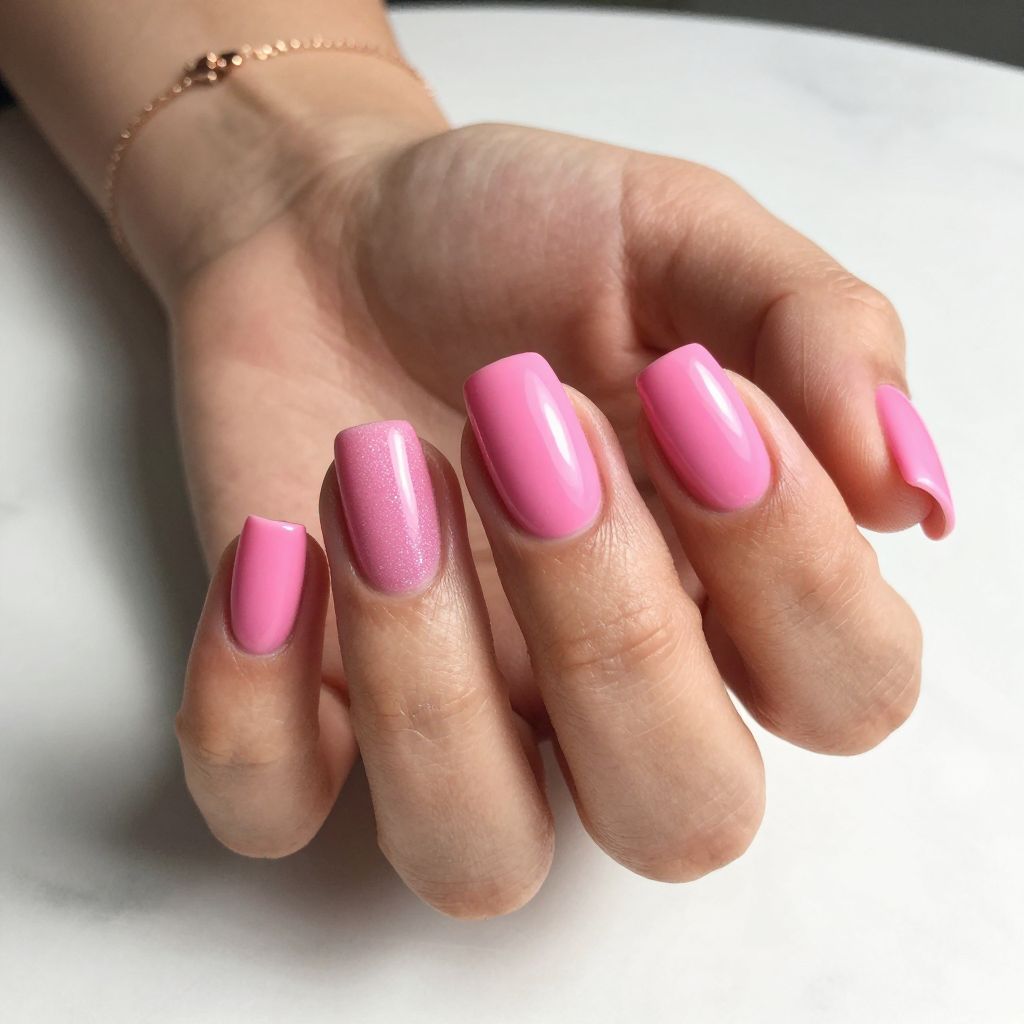 Bubblegum Pink Gloss Short Nails