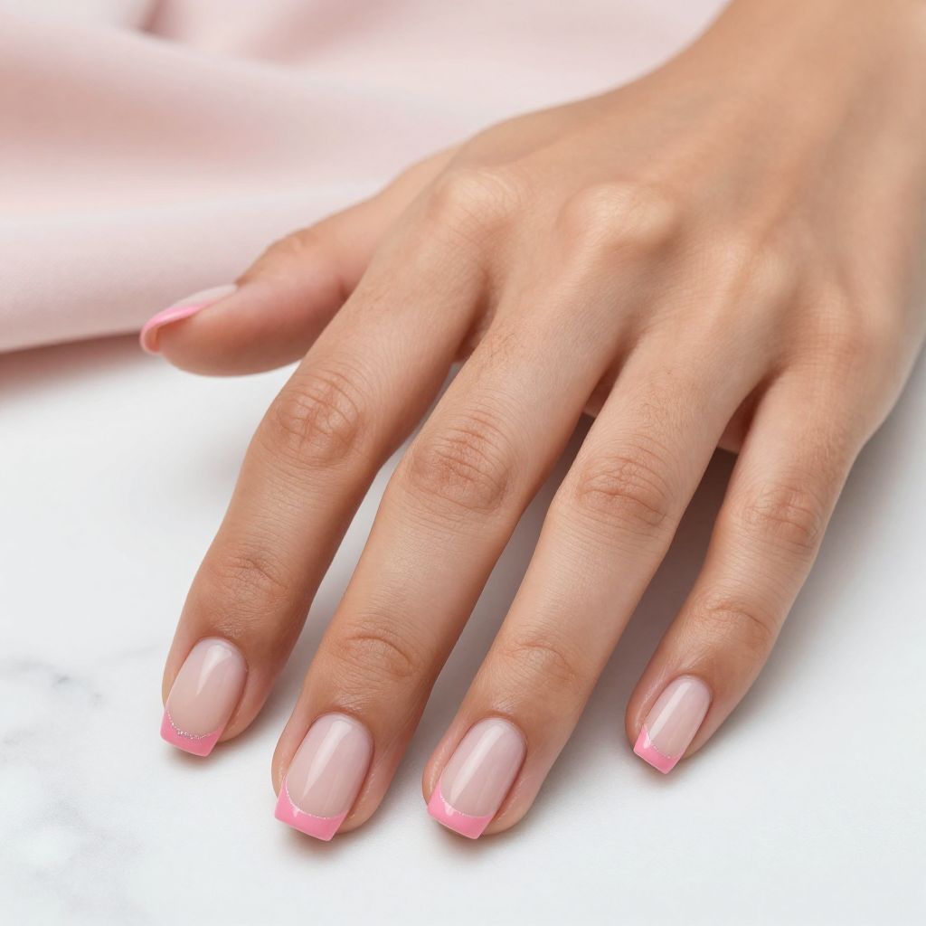 Pink French Tips on Short Nails