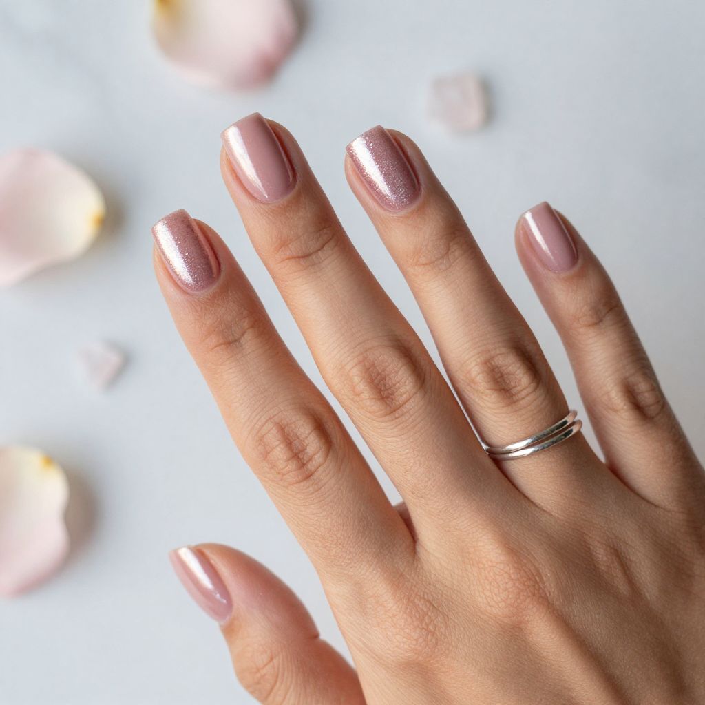 Pink Chrome Short Nails