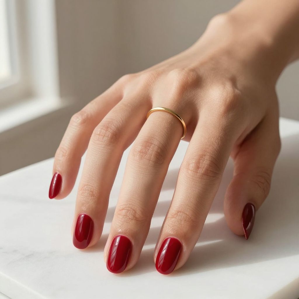 Crimson Oval Nails