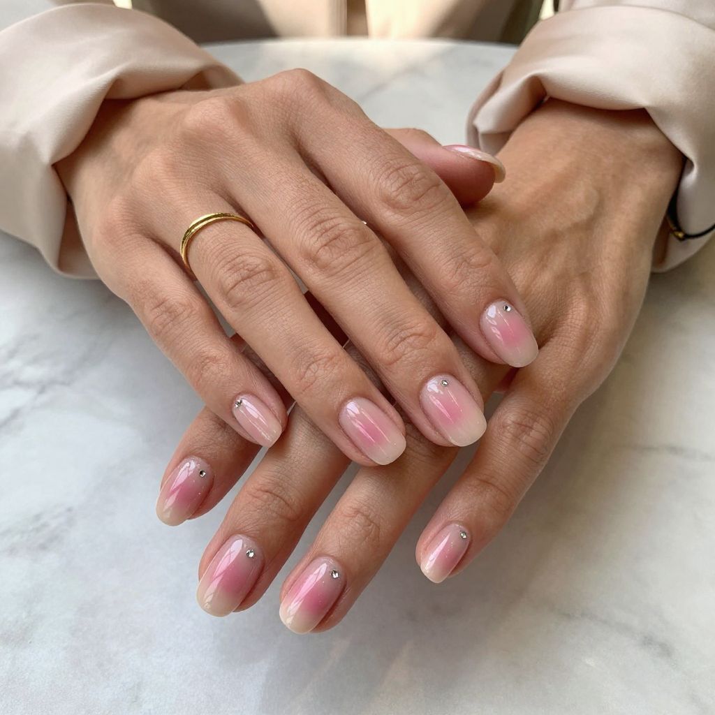 Short Round Acrylic Nail Ideas 10