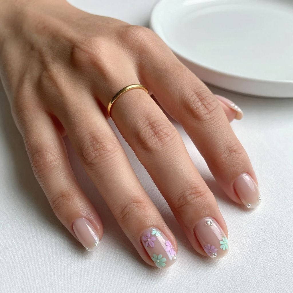 Short Round Acrylic Nail Ideas 12