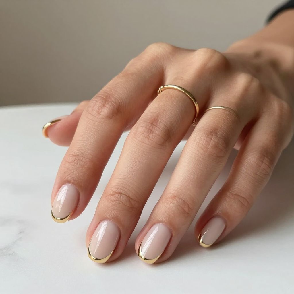 Short Round Acrylic Nail Ideas 14