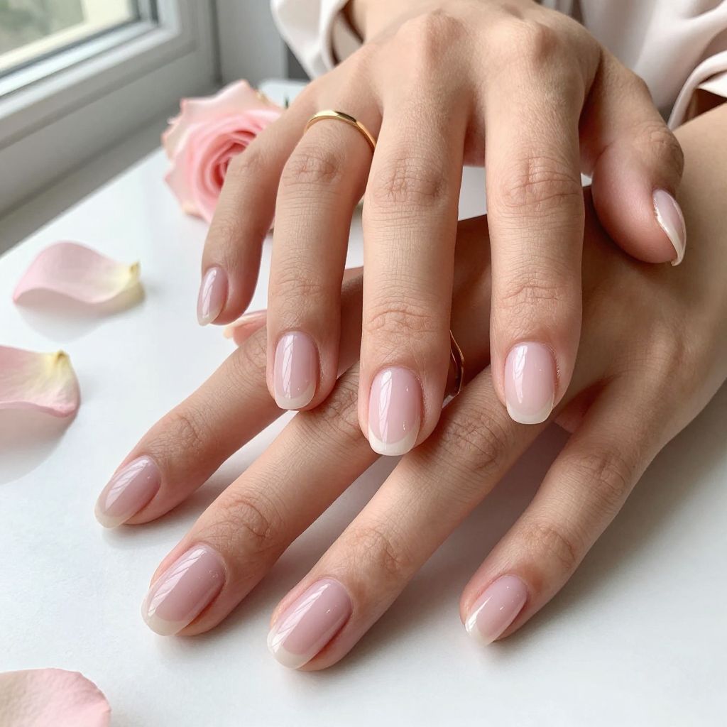 Short Round Acrylic Nail Ideas 3