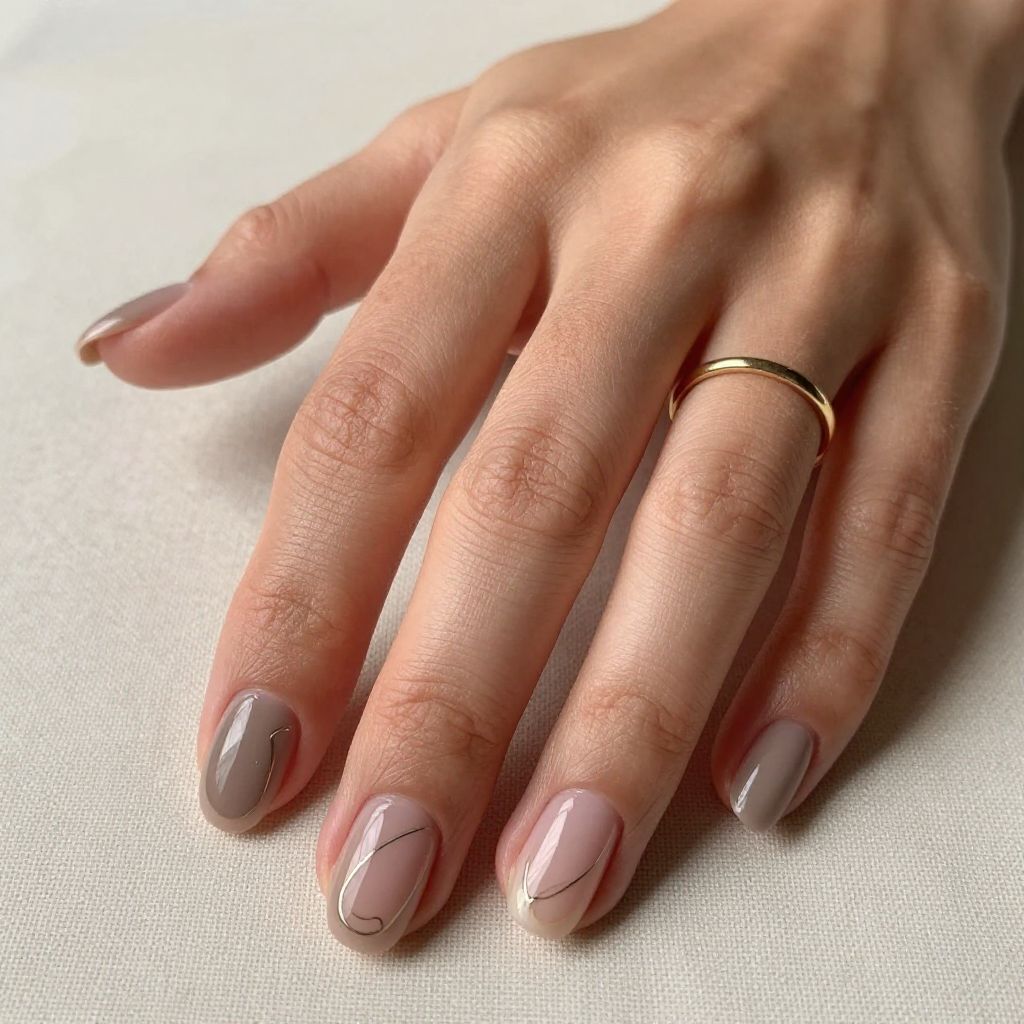 Short Round Acrylic Nail Ideas 6